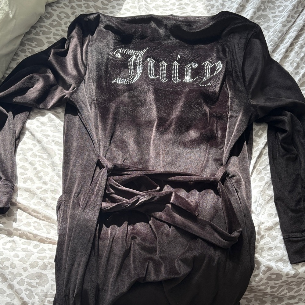 Juicy Couture Black Robe with Rhinestone Detail